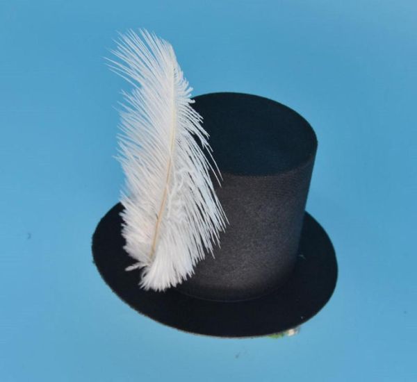 

hair accessories women girls black mini hat clip wedding party carnival feather base diy craft4513521