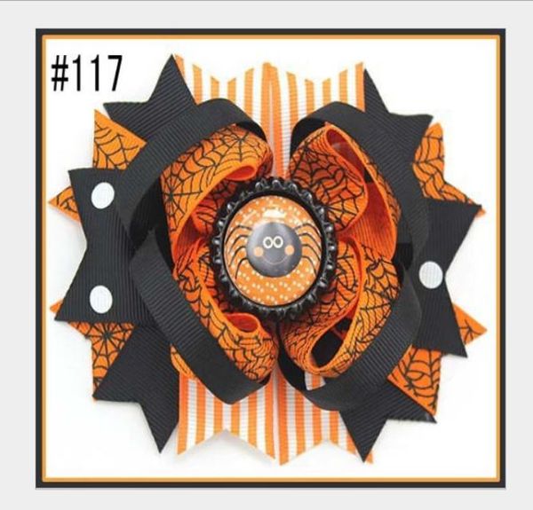

32color halloween decoration grosgrain ribbon hair bows for baby girls pumpkin pinwheel spider hairclips headwear hair accessories8318982, Slivery;white