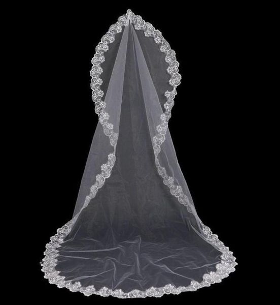 

new whole 15 3 5 meters veils wedding accessory lace tulle bridal veils white ivory 3682812, Black