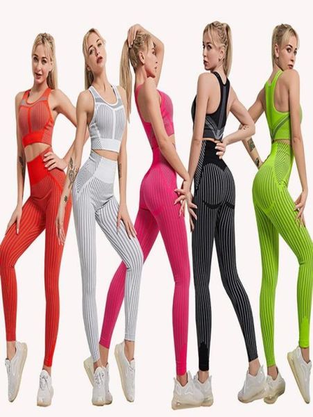 

seamless yoga clothes twopiece set womens hip raise skinny workout clothes set bra running exercise vest suit7256647
