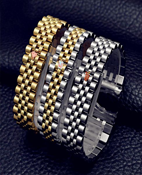

luxury series watch accessories five beads solid curved steel strap strap classic watch chain metal steel strap 20mm8378948, Black;brown