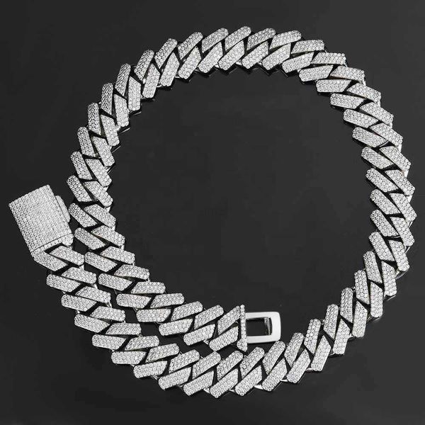 

factory custom real s925 silver 10k 14k 18k solid gold iced out moissanite diamond fashion hip hop cuban chain link necklace
