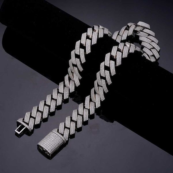 

luxury custom diamond vvs moissanite cuban link chain bracelet 12mm 14mm 18mm 20mm 925 sterling silver chain cuban