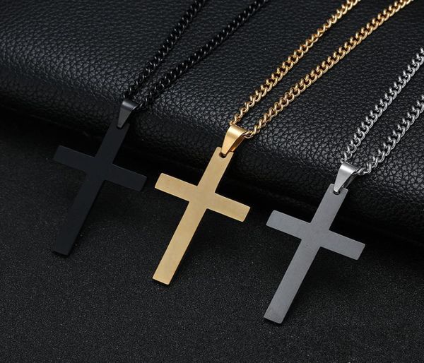 

mens stainless steel cross jewelry pendant necklaces men religion faith crucifix charm titaniumsteel chain for women fashion jewel4819151, Red;brown