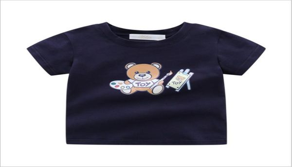 

2021 baby boys girls tshirts cartoon bear summer kids short sleeve tshirt cotton children casual tees child boy shirt6126147, Blue