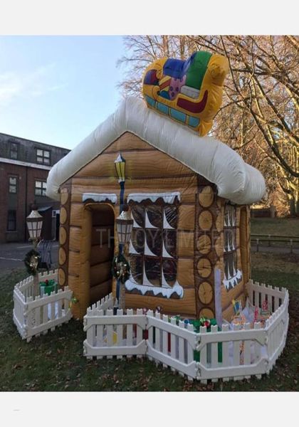 

delivery outdoor activities 10x10ft pvc inflatable santa house commercial christmas air blow up grotto cabin house7390483