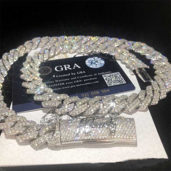 

925 sterling silver vvs moissanite hip hop jewelry diamond necklace moissanite tennis chains for men necklace