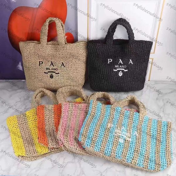 

desgner p bag summer fashion hollowed-out handmade straw bag english embroidery western-style woven handbag large capacity tote bagstylishee