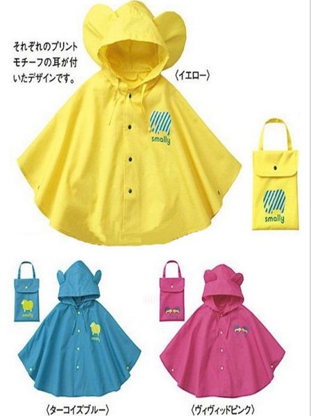 

whole new style smally children raincoats with big ears ellowrose red and blue cape raincoat8592389, Red;brown
