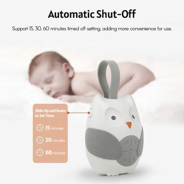 

baby monitor camera portable owl white noise machine soother with 10 light music songs 2 natural sounds lullabies silicone strap for toddler