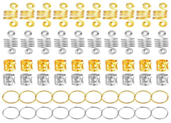 

180pcs metal african hair rings beads cuffs tubes charms dreadlock dread hair braids jewelry decoration accessories gold 2203127081142