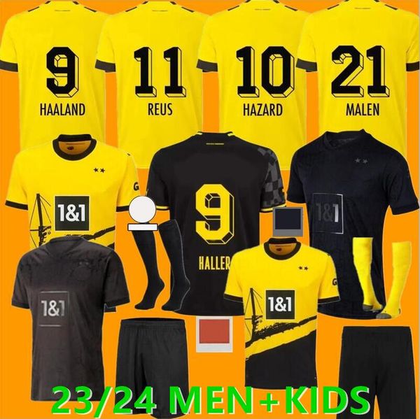 

haller soccer jersey fans player reus 23 24 dortmund 2023 2024 football shirts bellingham men kids reyna brandt schlotterbeck adeyemi moukok, Black;yellow