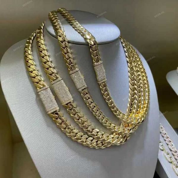 

custom 12mm gold miami link chain hip hop style real 10k 14k 18k solid gold miami cuban chain necklace fine jewelry, Silver