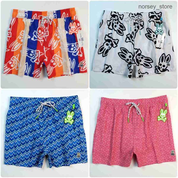 

skull rabbit summer loose elastic shorts men's quick drying printed surfing pants beachwear sports casual psycho bunny cortez 838u, White;black