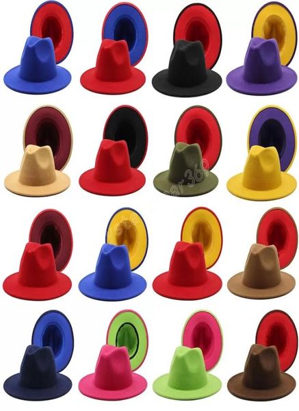 

jazz formal hat lady felt fedora hats fashion patchwork wide brim caps trilby chapeau for men women1495675, Yellow