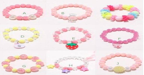 

ins cute 9 style kids jewelry accessory colorful stars pearl love heart charms bracelet cute design princess bracelet kids girl je4906910, Red;brown