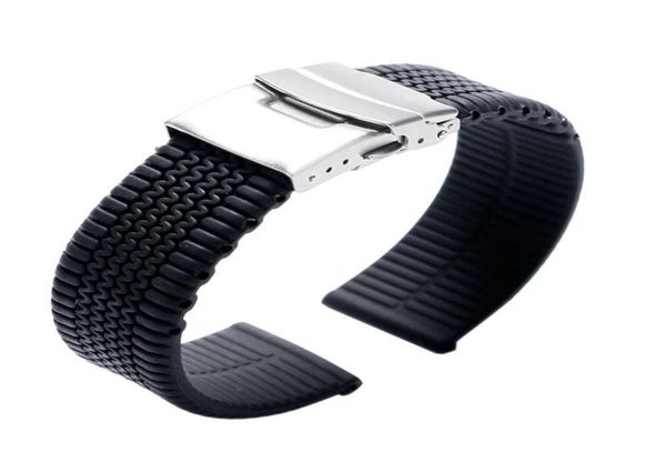 

202224mm black color rubber watch band silicone wrist strap outdoor diver sport military replacement bracelet wristband spring b7366075, Black;brown