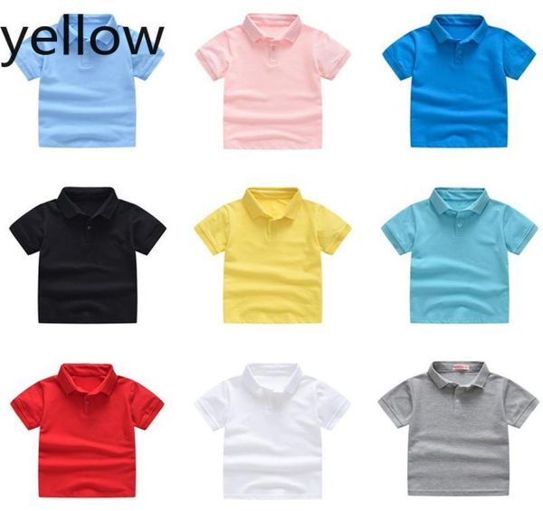 

2020 new kids summer pure cotton short sleeve shirt baby boy girl solid color polo shirt 27 years old children039s brand polo 3509548, Blue
