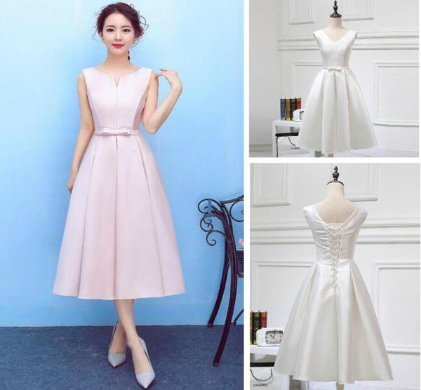 

new fahion jewel tealength satin cocktail dresses laceup back simple design new arrival dresses partyt evening4628449, Black