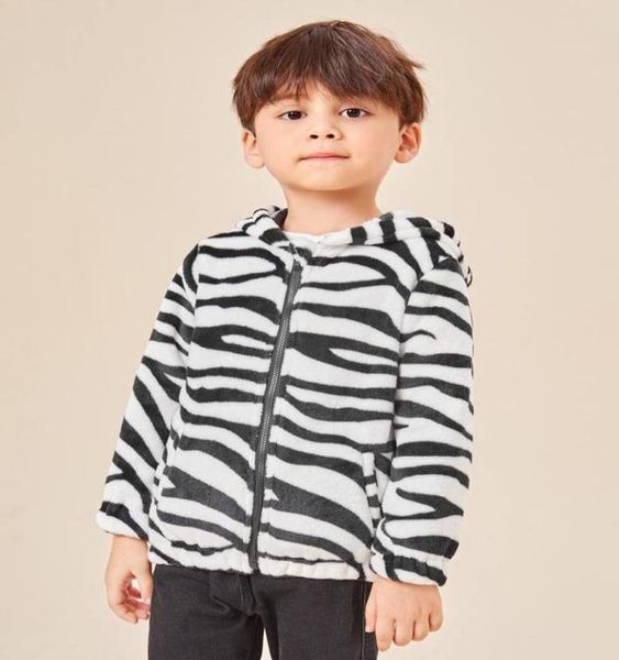 

toddler boys zebra striped hooded teddy jacket she012346630404, Blue;gray
