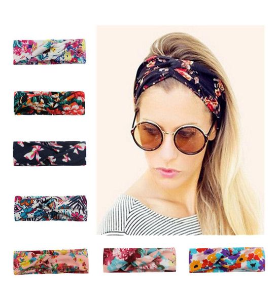 

girls floral hair bands ladies little flower crossknotted hair band big girls headwear women printed headbands 069732436, Slivery;white