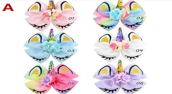 

baby girl hair bows barrettes rainbow mermaid unicorn design girl clippers girls hair clips siwa hair accessory y2913581865, Slivery;white