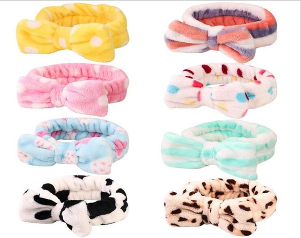 

cosmetic headband women fleece face wash hairband bow makeup hair band coral velvet sports shower headband striped hair accessorie4559229, Slivery;white