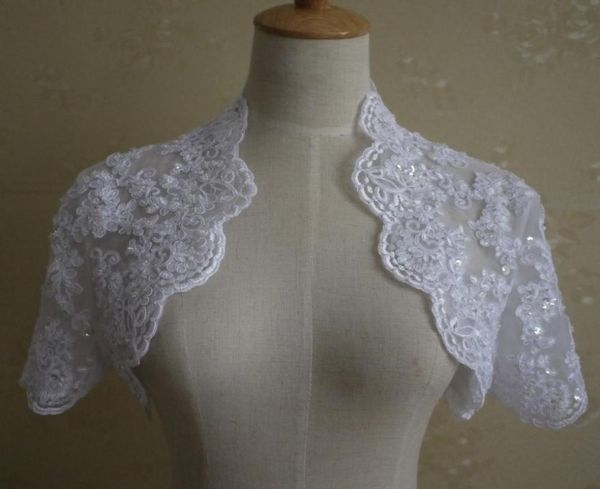 

discount lace jacket applique beads 2019 weddings bridal coat short sleeves wedding jacket white ivory real pos lace bolero9118426