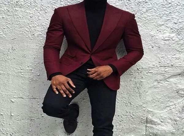 

new fashion burgundy groom tuxedos two button slim fit groomsmen men business formal suit party prom suitjacketpantstie no 111951601, Black;gray