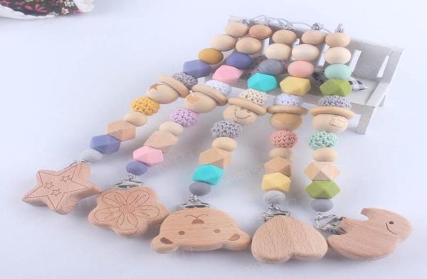 

new arrived baby pacifier clip chain baby wooden pacifier clips baby pacifier holder teething soother holder clip nipple teether2972995