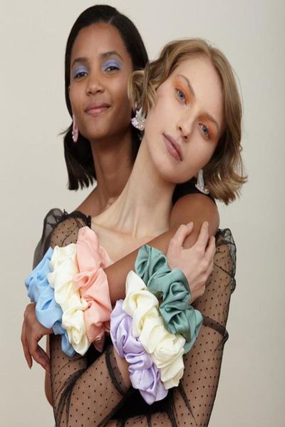 

oversized scrunchies big rubber hair ties elastic hair bands girs ponytail holder smooth satin scrunchie rope headwear 20pcs1721415, Slivery;white