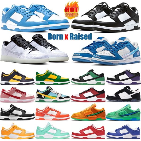 

born x raised designer running shoes low flat 20th anniversary active fuchsia sneakers casual panda white black men women unc triple pink ke