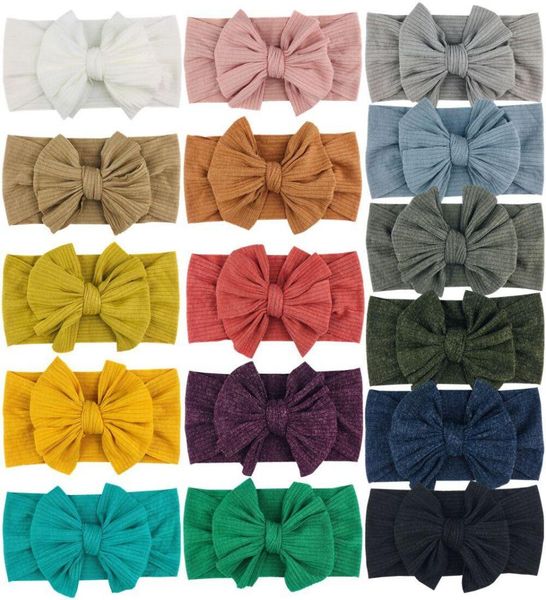 

baby girls headband solid girl knotted wide brim headbands bow nylon hairband candy color fashion hair accessories 16 colors1349378, Slivery;white