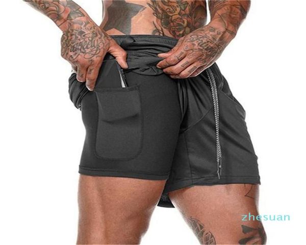 

summer running shorts men 2 in 1 sports jogging fitness shorts training quick dry mens gym men shorts sport gym short pants5172946, Brown;gray