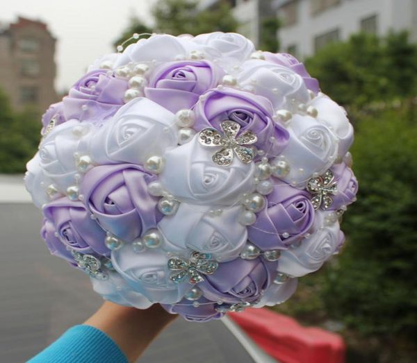 

lilac and white wedding bridal bouquets wedding supplies artificial flower pearls rhinestones sweet 15 quinceanera bouquets w224t5766860