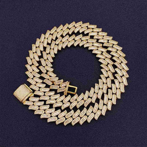 

15mm 16mm 18mm 20mm bracele 925 sterling silver diamond gold custom men jewelry necklaces moissanite cuban link chain