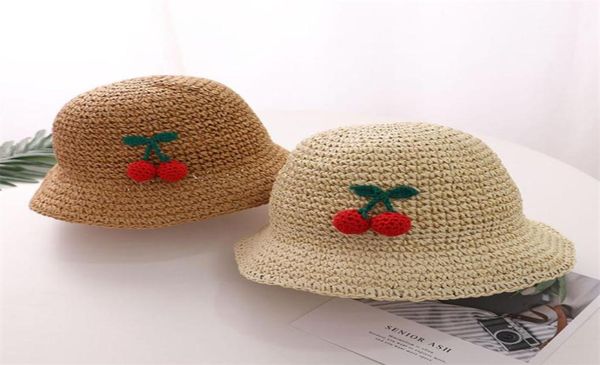 

2020 lace straw hat kids summer hats for baby girl boy sun visor hat child beach panama cap gorros1896846, Yellow