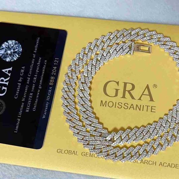 

fancy gra certified 925 sterling silver vvs moissanite cuban link chain