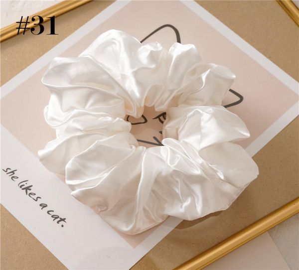 

16pcs 665039039 large satin women hair scrunchies french grace smooth silk big size bobble hair scrunch silk6461201, Slivery;white