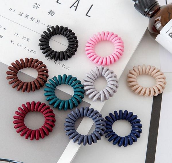 

hairbands telephone wire hair bands elastic rubber bands spiral hair ties solid girls headwear ponytail holder hair accessories yw1435342, Slivery;white