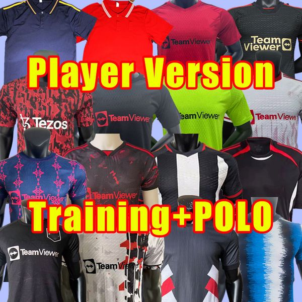 

player version 23 24 sancho mans utds soccer jerseys erikson martinez varane rashford manchesteres b.fernandes mctominay training athoy 2023, Black;yellow