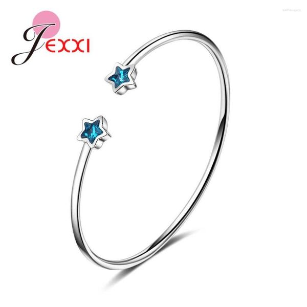 

bangle selling zircon star 925 sterling silver korean styles opening bangles austrian crystals romantuic gift for girls, Black