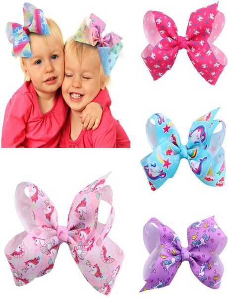 

colors handmade hairpin baby bow barrettes bowknot hairpins kids infants hair accessories ribbed unicorn girl jojo bow card hjg3060060, Slivery;white