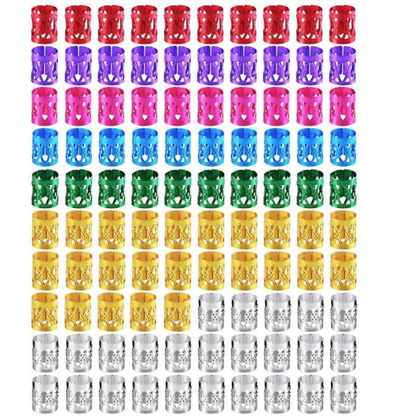

100pcslot goldensilvermix silver golden micro hair dread braids dreadlock beads adjustable cuffs clips for hair accessories5745217, Black