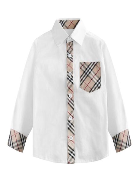 

plaid shirt 2019 ins new boy kids long sleeve solid color lattice splicing turn down collar cotton kids autumn elegan6537730, White;black
