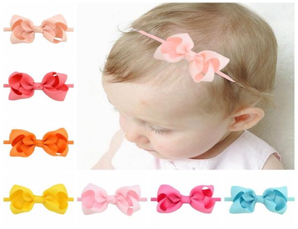 

3inch newborn baby bow headbands girls nylon ribbon hairbands handmade mini headband children hair accessories kids headdress for 5284629, Slivery;white