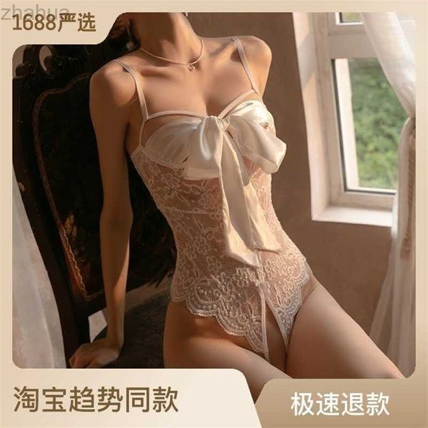 

lingerie with milk leakage, big bow knot, lace, one piece, tight fitting, open-end, perspective temptation, hollow pajamas, Black;red