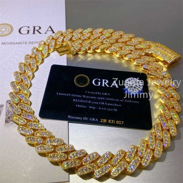 

gra certificates can pass diamond tester iced out cuban link shining vvs moissanite necklace, Silver