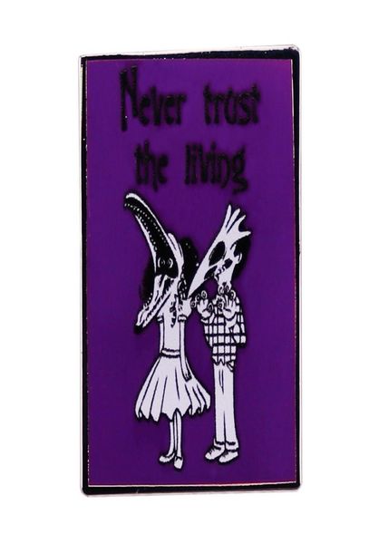 

never trust the living enamel pin beettlejuice movie meme badge halloween gothic unique jewelry gift purple7144146, Blue