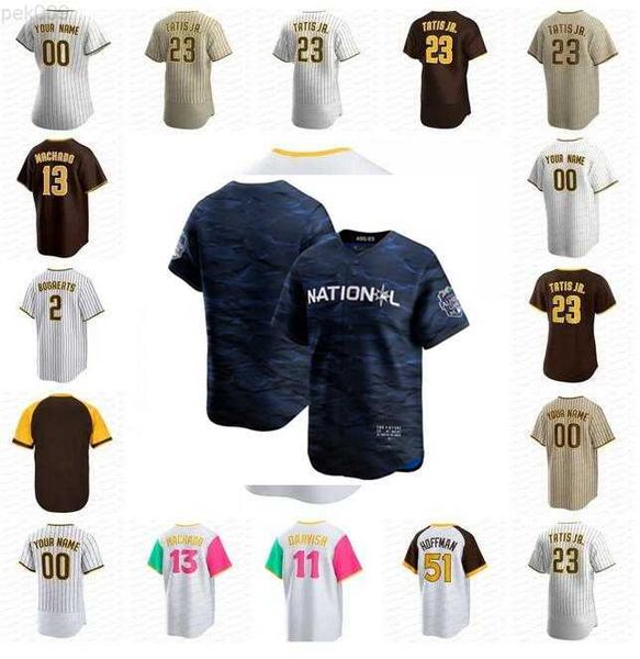

2023 all-star city men women youth san diego 23 fernando tatis jr. 13 manny machado 11 yu darvish 2 xander bogaets padres baseball jersey, Blue;black